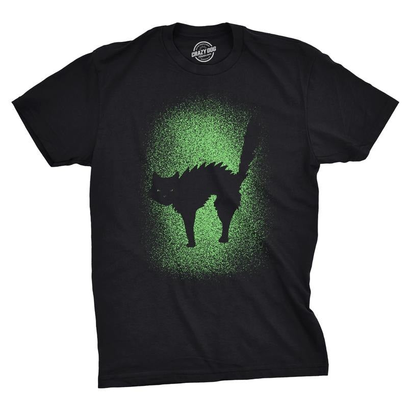 Mens Glowing Cat T Shirt Glow In The Dark Cool Halloween Pet Lover Tee Mens Funny T Shirts Cool Tees Soft Stylish Casual...