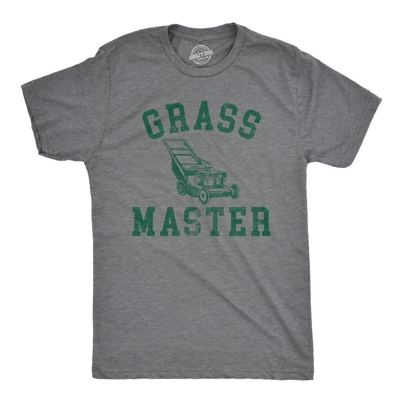 Mens Grass Master T Shirt Funny Push Lawnmower Yard Work Joke Tee for Guys Mens Funny T Shirts Cool Tees Soft Stylish...