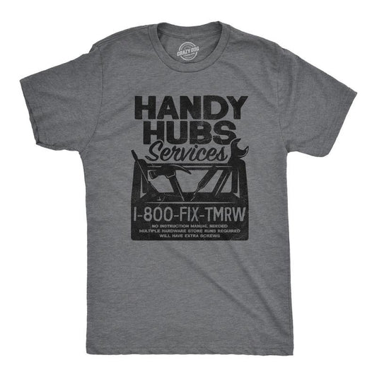 Mens Handy Hubs Services T Shirt Funny DIY Handyman Project Joke Tee For Guys Mens Funny T Shirts Cool Tees Soft Stylish...