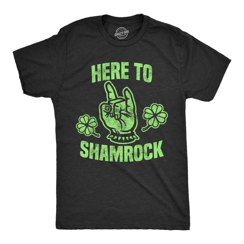Mens Here To Shamrock T shirt Funny Metal Saint Patricks Day Graphic Novelty Tee Mens Funny T Shirts Cool Tees Soft...