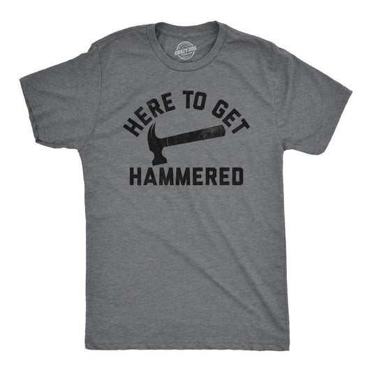 Mens Here to Get Hammered T Shirt Funny Drinking Partying Lovers Tool Joke Tee for Guys Mens Funny T Shirts Cool Tees...