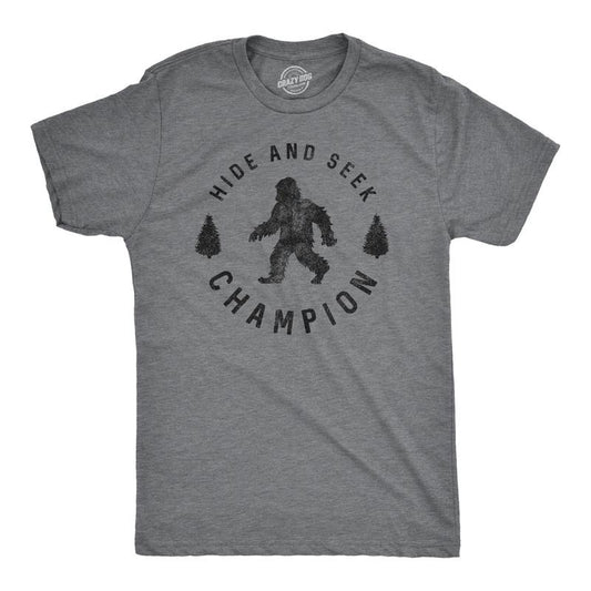 Mens Hide and Seek Champion T shirt Funny Bigfoot Tee Humor Cool Graphic Print Mens Funny T Shirts Cool Tees Soft Stylish...