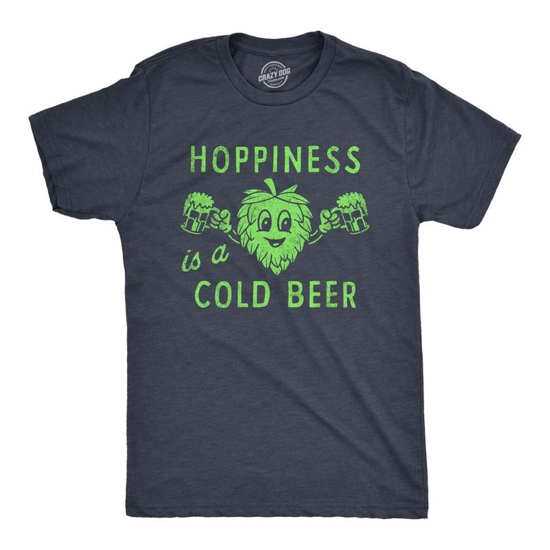 Mens Hopiness Is A Cold Beer T Shirt Funny Drinking Party Hops Lovers Tee For Guys Mens Funny T Shirts Cool Tees Soft...