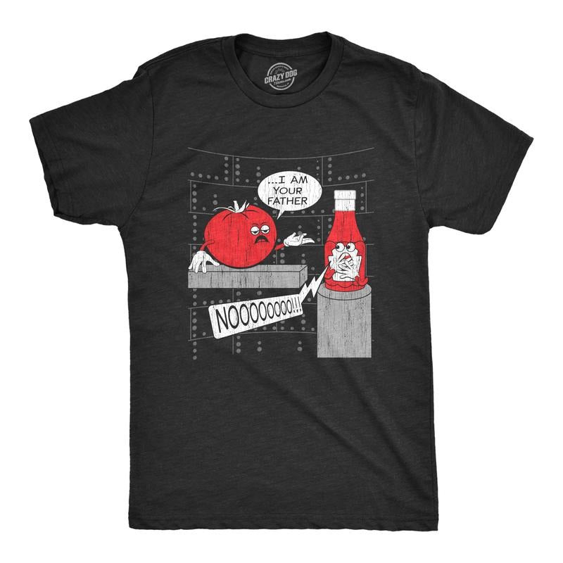 Mens I Am Your Father Ketchup T Shirt Funny Sarcastic Quote Tomato Graphic Novelty Tee for Guys Mens Funny T Shirts Cool...