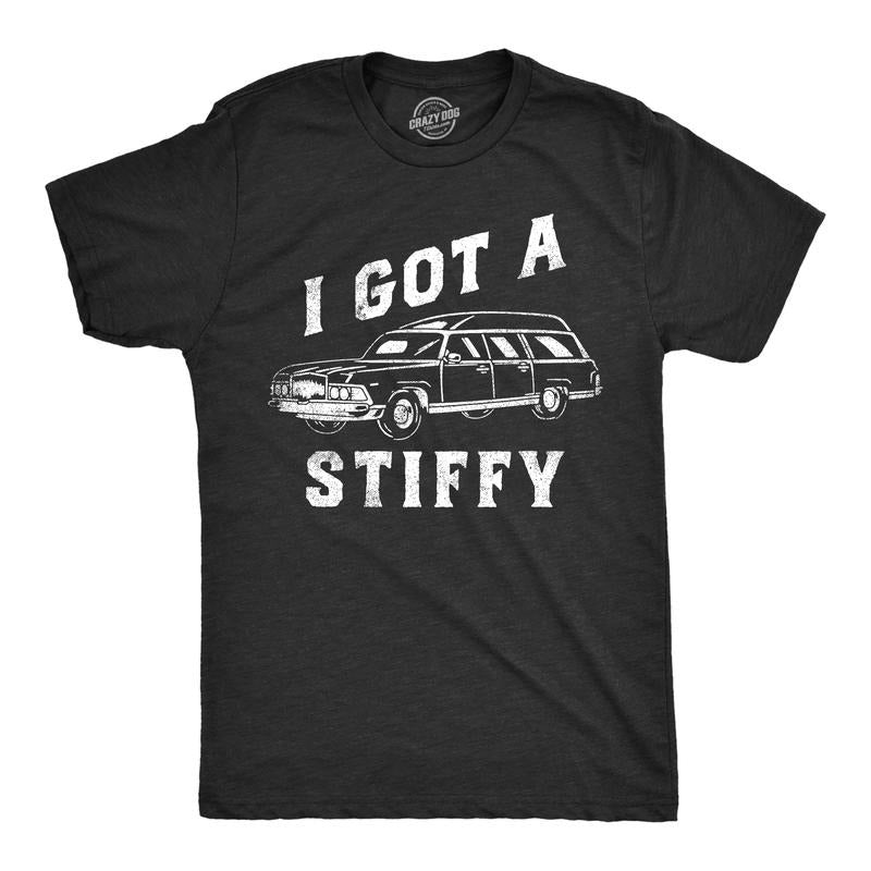 Mens I Got A Stiffy T Shirt Funny Hearse Dead Person Adult Joke Tee For Guys Mens Funny T Shirts Cool Tees Soft Stylish...