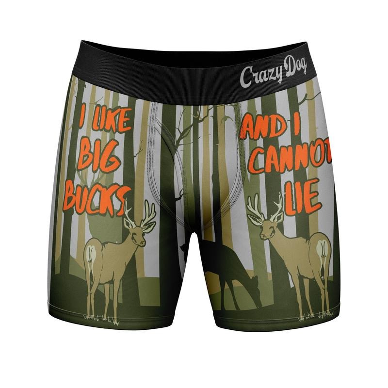 Mens I Like Big Bucks and I Cannot Lie Boxers Funny Deer Hunting Lyric Joke Novelty Underwear for Guys Funny Graphic...