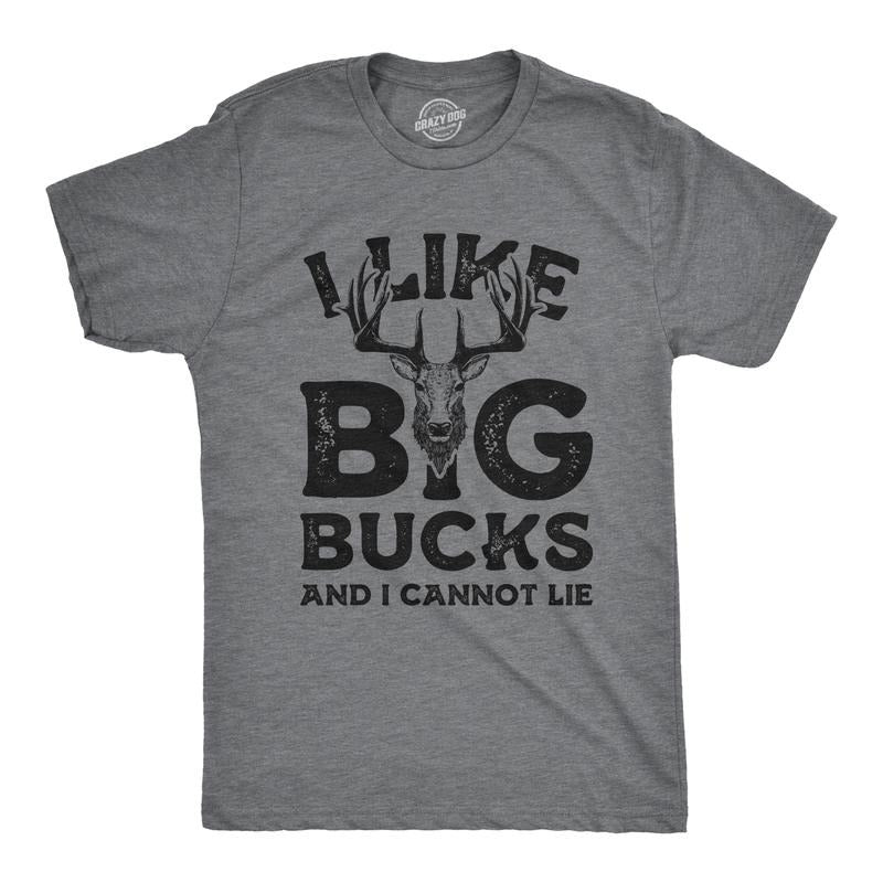 Mens I Like Big Bucks and I Cannot Lie T Shirt Funny Deer Hunting Tee Mens Funny T Shirts Cool Vintage Fashion T-Shirt...