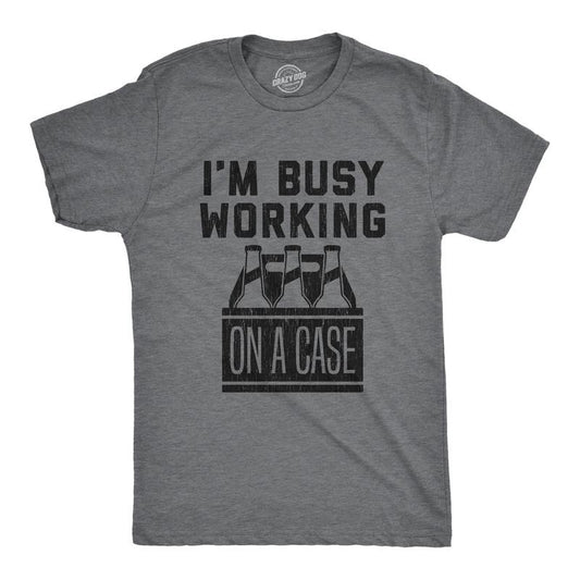 Mens I'm Busy Working On A Case T shirt Funny Beer Drinking Novelty Gift for Dad Mens Funny T Shirts Cool Tees Soft...