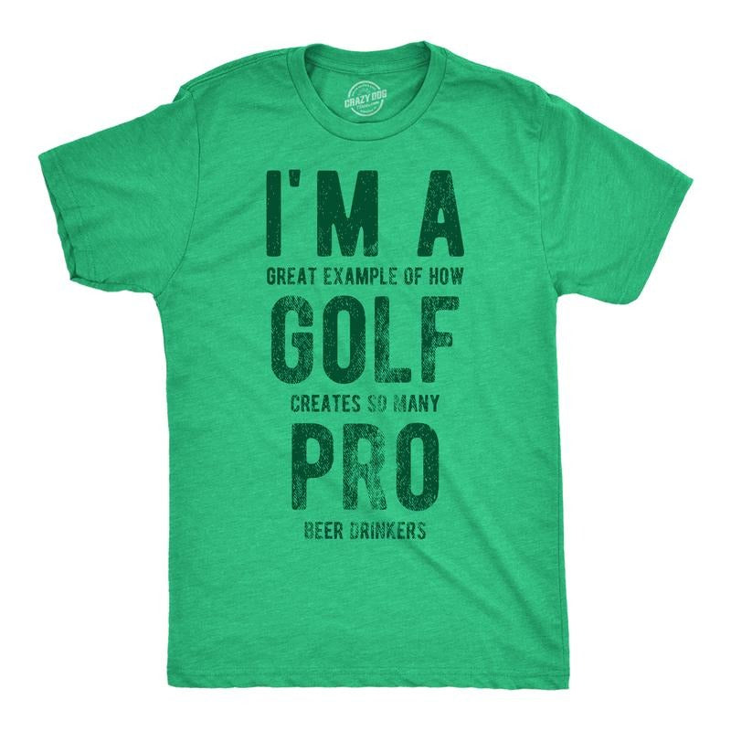 Mens Im A Great Exampe Of How Golf Creates So Many Pro Beer Drinkers Graphic Tee Mens Funny T Shirts Cool Tees Soft...