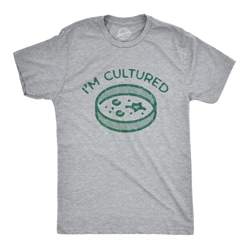 Mens Im Cultured T Shirt Funny Petri Dish Science Joke Tee for Guys Mens Funny T Shirts Cool Vintage Fashion T-Shirt Gift...