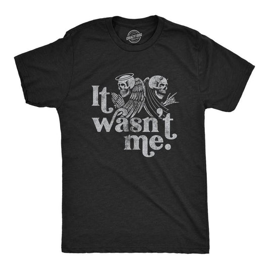 Mens It Wasn't Me T Shirt Funny Angel Devil Skeleton Halloween Graphic Tee Mens Funny T Shirts Cool Tees Soft Stylish...