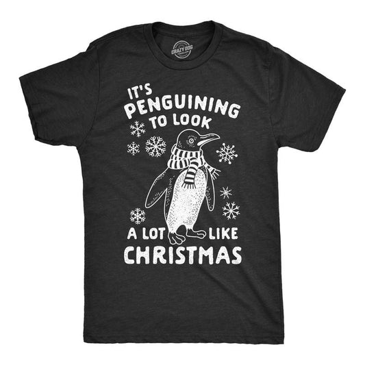 Mens It's Penguining To Look A Lot Like Christmas T Shirt Funny Holiday Penguin Xmas Tee Mens Funny T Shirts Cool Tees...