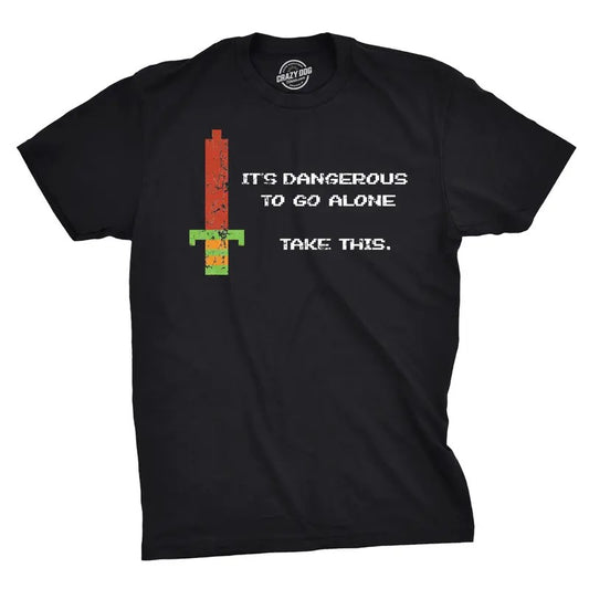 Mens Its Dangerous to Go Alone Take This Funny Nerdy Vintage Video Game T Shirt Mens Funny T Shirts Cool Tees Soft...