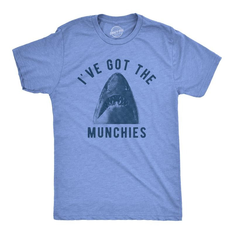 Mens Ive Got The Munchies T Shirt Funny Shark Bite Attack Eating Joke Tee For Guys Mens Funny T Shirts Cool Tees Soft...
