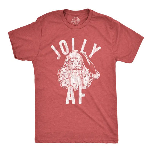 Mens Jolly AF T Shirt Funny Santa Claus Christmas Party Sarcastic Graphic Novelty Tee Mens Funny T Shirts Cool Tees Soft...