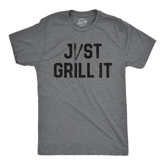 Mens Just Grill It T Shirt Funny Summer Cookout Grilling Tongs Text Tee for Guys Mens Funny T Shirts Cool Tees Soft...
