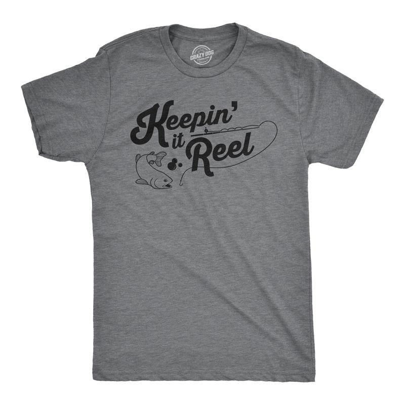 Mens Keepin It Reel T shirt Funny Cool Fishing Gift for Fisherman Humor Graphic Mens Funny T Shirts Cool Tees Soft...
