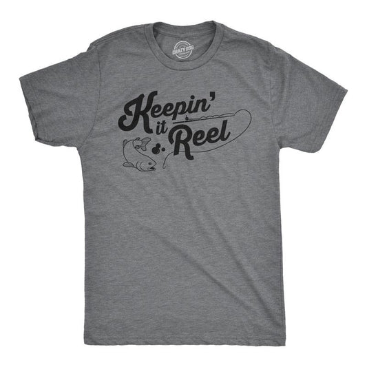 Mens Keepin It Reel T shirt Funny Cool Fishing Gift for Fisherman Humor Graphic Mens Funny T Shirts Cool Tees Soft...