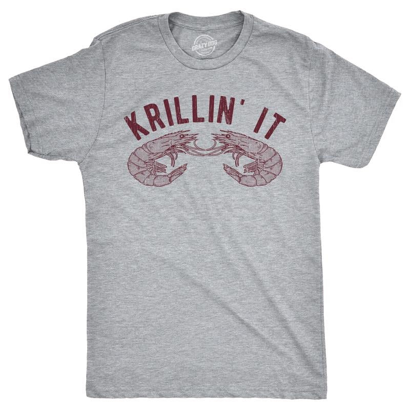 Mens Krillin It T Shirt Funny Small Sea Creature Krill Joke Tee For Guys Mens Funny T Shirts Cool Tees Soft Stylish...