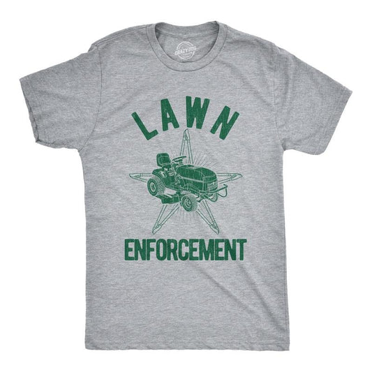 Mens Lawn Enforcement T Shirt Funny Lawnmower Police Cop Tee Mens Funny T Shirts Cool Tees Soft Stylish Casual Menswear...