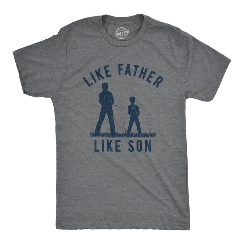 Mens Like Father Like Son T Shirt Funny Pee Outside Fathers Day Graphic Novelty Tee Mens Funny T Shirts Cool Tees Soft...