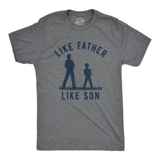 Mens Like Father Like Son T Shirt Funny Pee Outside Fathers Day Graphic Novelty Tee Mens Funny T Shirts Cool Tees Soft...