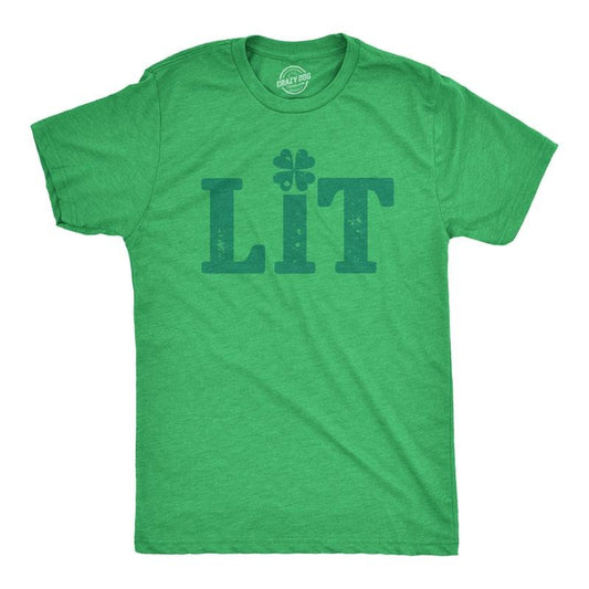 Mens Lit Shamrock T Shirt Funny Day Drinking Saint Patricks Day St Patty Tee Mens Funny T Shirts Cool Tees Soft Stylish...