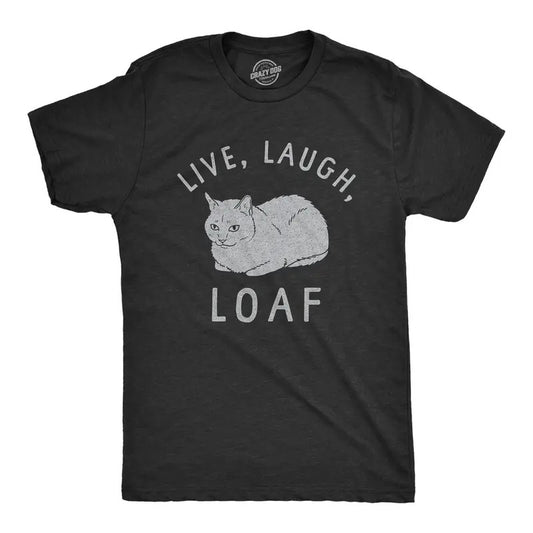 Mens Live Laugh Loaf T Shirt Funny Sarcastic Laying Kitten Graphic Novelty Tee for Guys Mens Funny T Shirts Cool Tees...