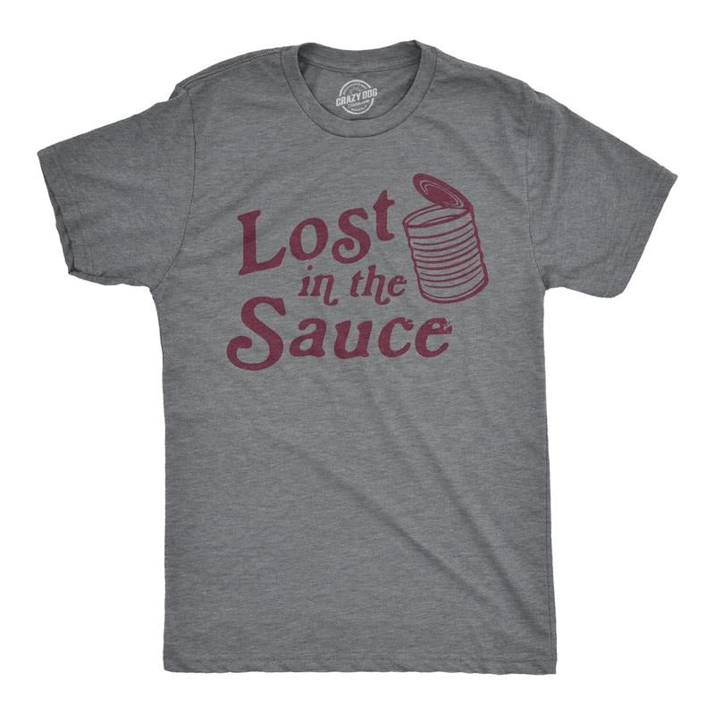Mens Lost In The Sauce T Shirt Funny Thanksgiving Dinner Turkey Day Cranberry Sauce Tee Mens Funny T Shirts Cool Tees...