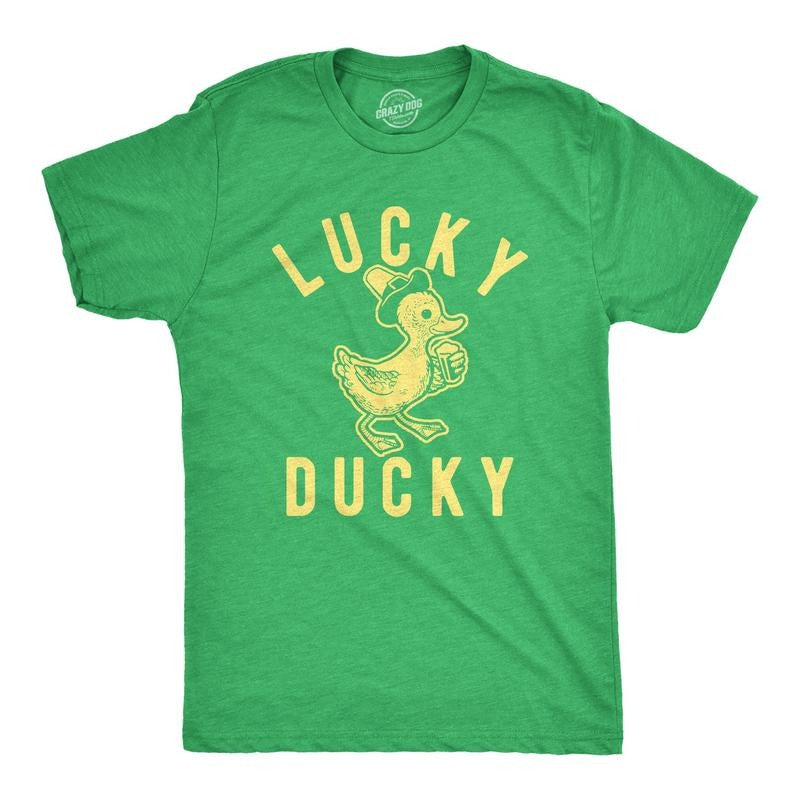 Mens Lucky Ducky T Shirt Funny Saint Patrick's Day Parade St. Paddy's Novelty Tee for Guys Mens Funny T Shirts Cool Tees...