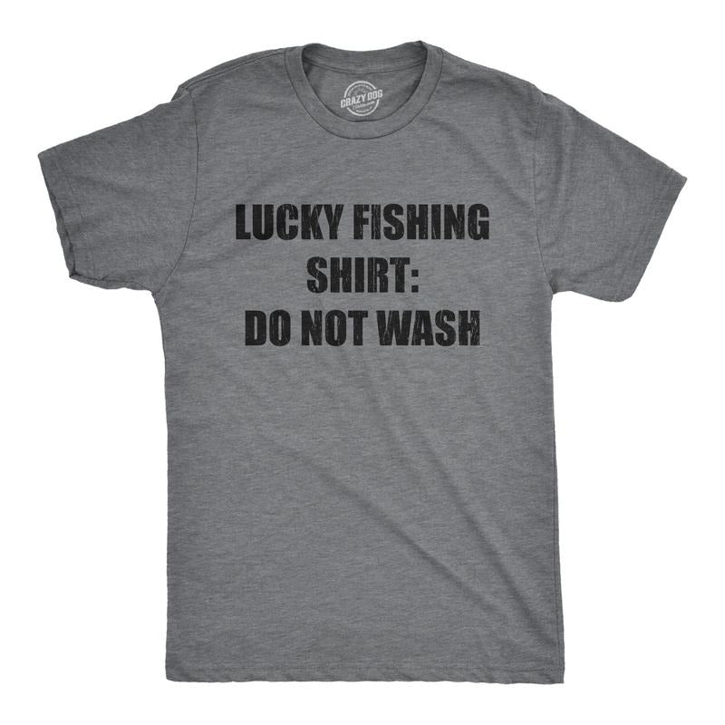 Mens Lucky Fishing Shirt Do Not Wash T Shirt Funny Fisherman Angler Graphic Tee Mens Funny T Shirts Cool Tees Soft...
