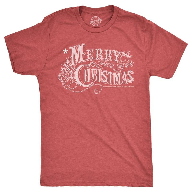 Mens Merry Christmas T Shirt Funny Credit Card Bills Joke Tee for Guys Mens Funny T Shirts Cool Tees Soft Stylish Casual...