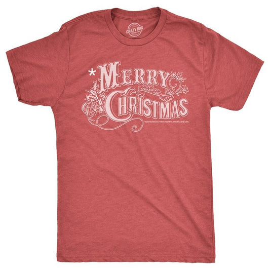 Mens Merry Christmas T Shirt Funny Credit Card Bills Joke Tee for Guys Mens Funny T Shirts Cool Tees Soft Stylish Casual...