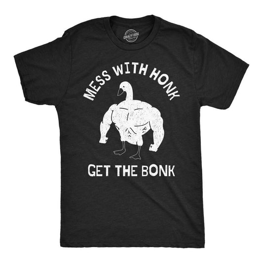 Mens Mess with the Honk Get the Bonk T Shirt Funny Goose Shirt Ripped Animal Tee for Guys Mens Funny T Shirts Cool Tees...