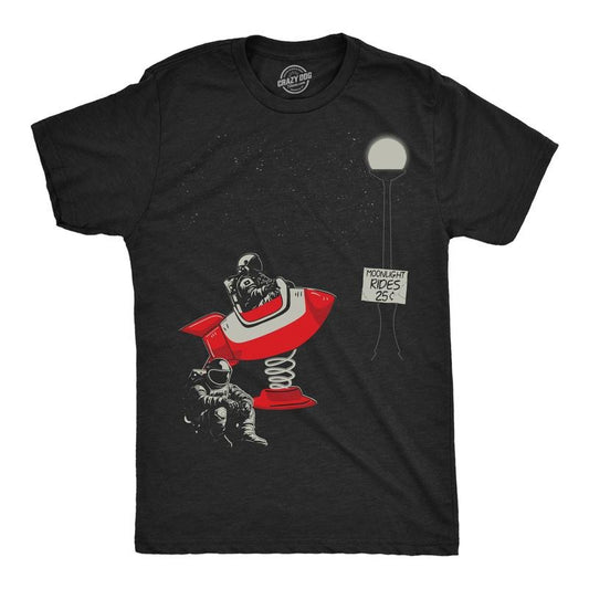 Mens Moonlight Rides Funny T Shirts Sarcastic Space Grpahic Tee for Men Mens Funny T Shirts Cool Tees Soft Stylish Casual...