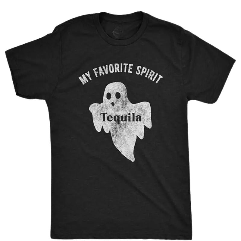 Mens My Favorite Spirit Tequila Tshirt Funny Halloween Ghost Drinking Party Tee Menswear Top Hoodie, Sweatshirt