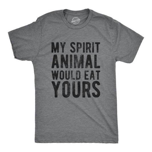 Mens My Spirit Animal Would Eat Yours T Shirt Funny Crazy Violent Animals Tee For Guys Mens Funny T Shirts Cool Slimming...