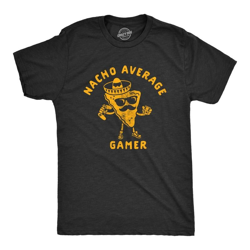 Mens Nacho Average Gamer T Shirt Funny Nerdy Video Game Novelty Tee Mens Funny T Shirts Cool Tees Soft Stylish Casual...