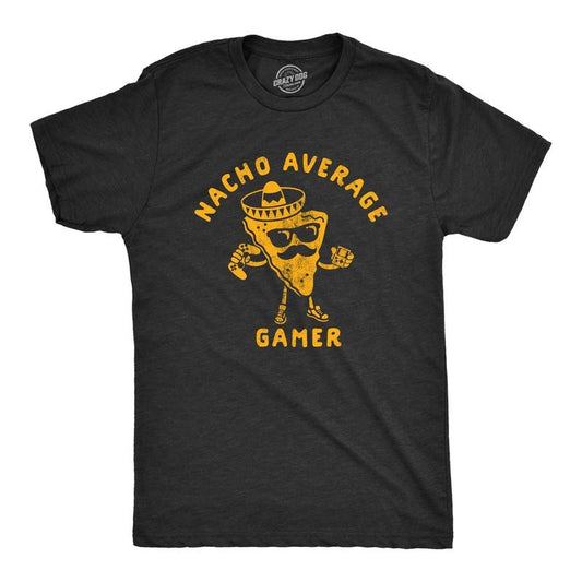 Mens Nacho Average Gamer T Shirt Funny Nerdy Video Game Novelty Tee Mens Funny T Shirts Cool Tees Soft Stylish Casual...