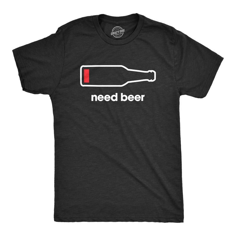 Mens Need Beer T shirt Funny Low Battery Dad Gift Graphic Sarcastic Humor Tee Mens Funny T Shirts Cool Tees Soft Stylish...