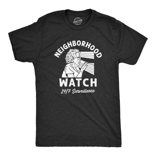 Mens Neighborhood Watch T Shirt Funny Elderly Lookout Surveillance Joke Tee For Guys Mens Funny T Shirts Cool Tees Soft...