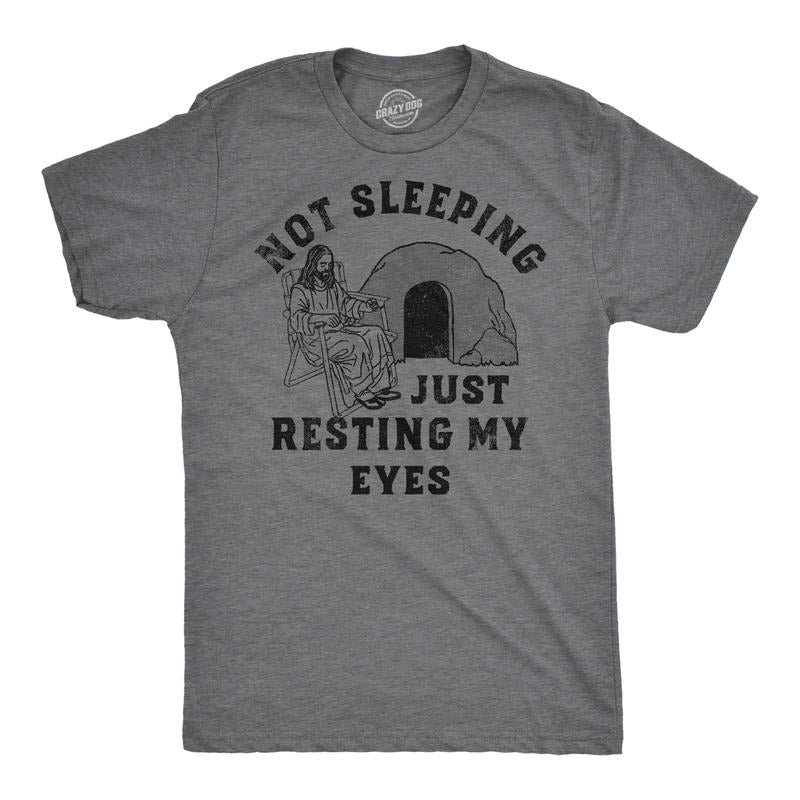 Mens Not Sleeping Just Resting My Eyes Funny T Shirt Sarcastic Jesus Joke Tee Mens Funny T Shirts Cool Tees Soft Stylish...