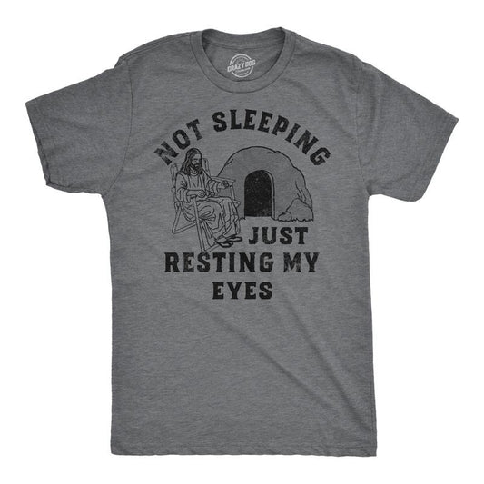 Mens Not Sleeping Just Resting My Eyes Funny T Shirt Sarcastic Jesus Joke Tee Mens Funny T Shirts Cool Tees Soft Stylish...