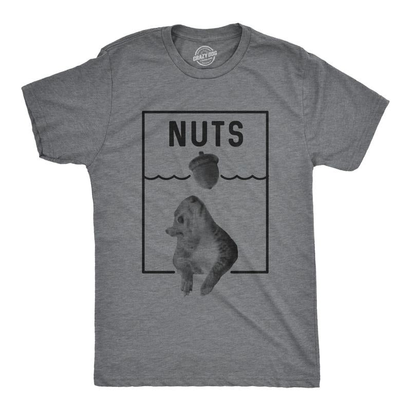 Mens Nuts Jaws Squirrel Parody T Shirt Funny Novelty Shark Movie Graphic Tee for Guys Mens Funny T Shirts Cool Tees Soft...