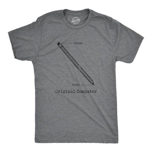 Mens Original Computer T Shirt Funny Pencil Eraser Analog Joke Tee for Guys Mens Funny T Shirts Cool Tees Soft Stylish...