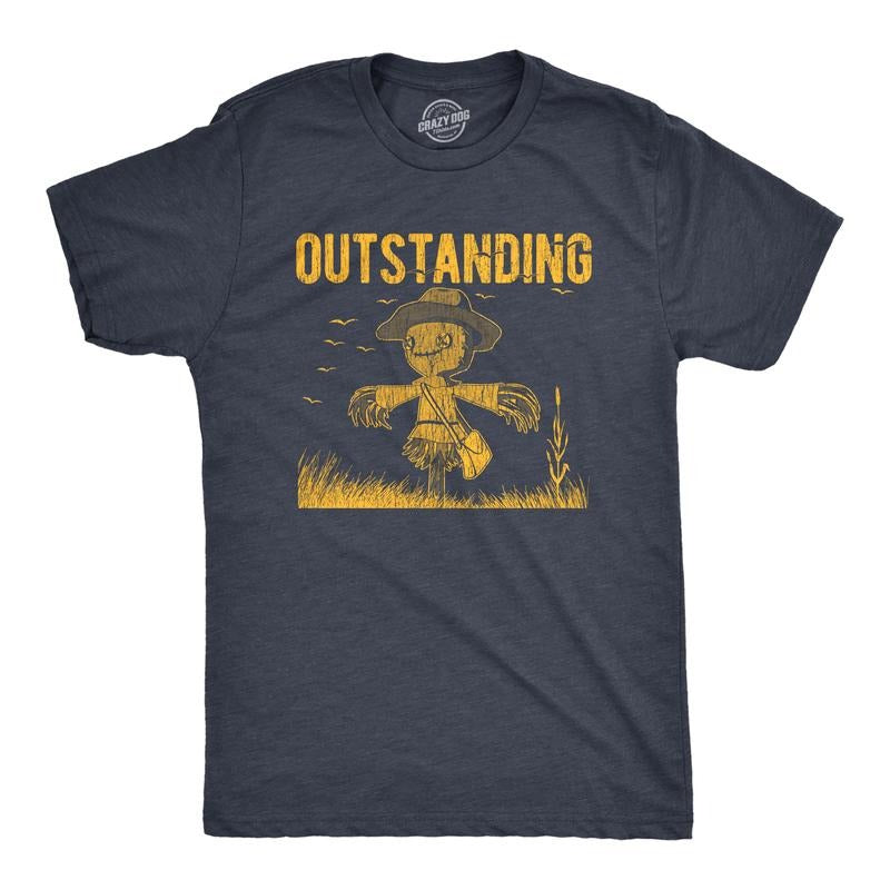 Mens Outstanding T Shirt Funny Silly Scarecrow Joke Tee For Guys Mens Funny T Shirts Cool Tees Soft Stylish Casual...