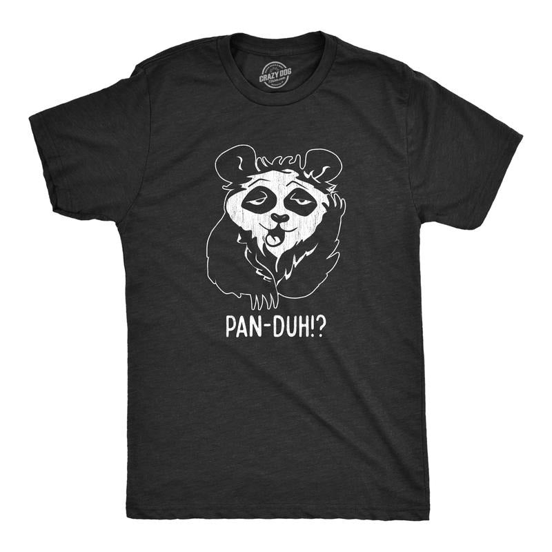 Mens Pan Duh T Shirt Funny Silly Panda Bear Dumb Obvious Joke Tee For Guys Mens Funny T Shirts Cool Tees Soft Stylish...