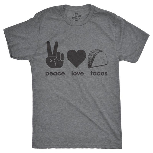Mens Peace Love Tacos T shirt Funny Graphic Tee Sarcastic Top for Guys Crazy Mens Funny T Shirts Cool Tees Soft Stylish...