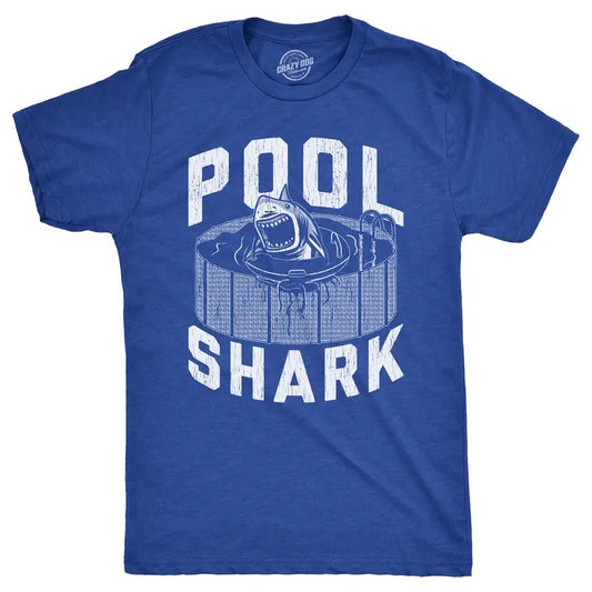 Mens Pool Shark T Shirt Funny Swimming Pools Great White Sharks Joke Tee For Guys Mens Funny T Shirts Cool Tees Soft...