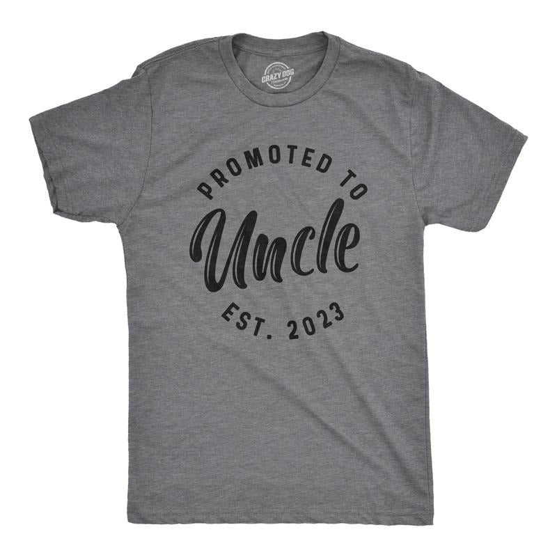 Mens Promoted To Uncle 2023 T Shirt Funny New Baby Family Graphic Tee Mens Funny T Shirts Cool Tees Soft Stylish Casual...